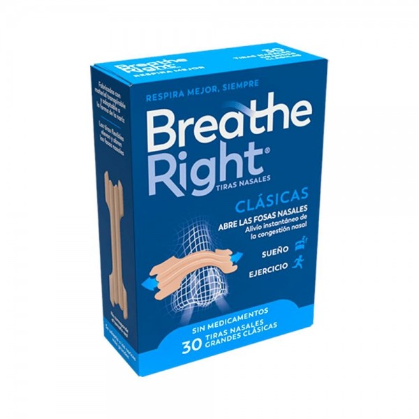 Breathe Right Tiras Nasal Gde 30 U Clásicas
